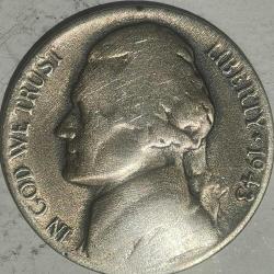 AMERİKA 1943  P   5 CENT     GÜMÜŞ  5  GRAM
