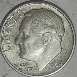 AMERİKA 1964   1 DİME     GÜMÜŞ  2,5  GRAM