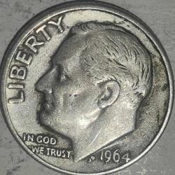 AMERİKA 1964   1 DİME     GÜMÜŞ  2,5  GRAM