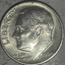 AMERİKA 1964   1 DİME     GÜMÜŞ  2,5  GRAM