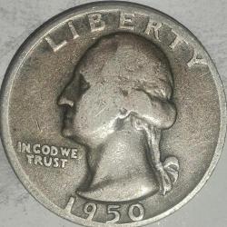 LOT.2 » AMERİKA 1950   ÇEYREK DOLAR   QUARTER DOLAR  25 CENT    GÜMÜŞ  6,25  GRAM