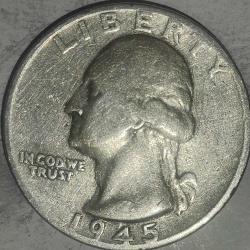 AMERİKA 1945   ÇEYREK DOLAR   QUARTER DOLAR  25 CENT    GÜMÜŞ  6,25  GRAM
