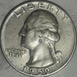 AMERİKA 1959   ÇEYREK DOLAR   QUARTER DOLAR  25 CENT    GÜMÜŞ  6,25  GRAM