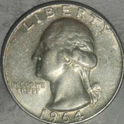 AMERİKA 1964   ÇEYREK DOLAR   QUARTER DOLAR  25 CENT    GÜMÜŞ  6,25  GRAM