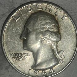 AMERİKA 1964    ÇEYREK DOLAR   QUARTER DOLAR  25 CENT    GÜMÜŞ  6,25  GRAM