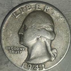 AMERİKA 1941    ÇEYREK DOLAR   QUARTER DOLAR  25 CENT    GÜMÜŞ  6,25  GRAM