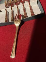 İngiliz, gümüş kaplama pasta çatal takımı