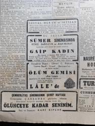 Cumhuriyet Gazetesi - 21 Mart 1950 - Sulh davasında suya düşen iddialar Cumhuriyet Başmakale - meclis dağılınca Demokrat Parti bir koalisyon kabilesi teşkilini talep edecek - meclist dün af tasarısını görüşmeye başladı - Stockholm güreşleri - dünkü güreşlerin galipleri Halil Kaya ve Mehmet oktav uçakta servis yapan kızın ikram ettikleri börekleri yerken fotoğraf - Fenerbahçe İsrail'de Dün 1-0 mağlup oldu fotoğraf - İstanbul sosyetesinin yakından tanındığı Handan Sezenel'in ölümündeki esrar - 12 adada emlakı olan Türkler - Şehir dram tiyatrosunda katil - ölüm gemisi filmi Lale sinemasında - sporun dertleri yazan Burhan Felek - bu akşam yapılacak boks maçları yazan Eşref Şefik - dünya futbol kupası için yeni kararlar - bugünkü radyo programı - Üç Silahşörler yazan Alexandre Dumas - Gripin - Warner ruj ve allıkları - Ali Muhittin Hacı Bekir şeker ve lokumları - Emlak Bankası - Mısır'da yakalanan kızıllar - Türk İtalyan andlaşması imza töreni cuma günü Roma'da yapılacak - hidrojen bombası