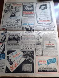 Cumhuriyet Gazetesi - 21 Mart 1950 - Sulh davasında suya düşen iddialar Cumhuriyet Başmakale - meclis dağılınca Demokrat Parti bir koalisyon kabilesi teşkilini talep edecek - meclist dün af tasarısını görüşmeye başladı - Stockholm güreşleri - dünkü güreşlerin galipleri Halil Kaya ve Mehmet oktav uçakta servis yapan kızın ikram ettikleri börekleri yerken fotoğraf - Fenerbahçe İsrail'de Dün 1-0 mağlup oldu fotoğraf - İstanbul sosyetesinin yakından tanındığı Handan Sezenel'in ölümündeki esrar - 12 adada emlakı olan Türkler - Şehir dram tiyatrosunda katil - ölüm gemisi filmi Lale sinemasında - sporun dertleri yazan Burhan Felek - bu akşam yapılacak boks maçları yazan Eşref Şefik - dünya futbol kupası için yeni kararlar - bugünkü radyo programı - Üç Silahşörler yazan Alexandre Dumas - Gripin - Warner ruj ve allıkları - Ali Muhittin Hacı Bekir şeker ve lokumları - Emlak Bankası - Mısır'da yakalanan kızıllar - Türk İtalyan andlaşması imza töreni cuma günü Roma'da yapılacak - hidrojen bombası