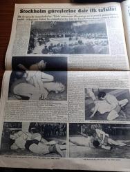 Cumhuriyet Gazetesi - 24 Mart 1950 - bu tefrik zararlıdır yazan Abidin Daver Başmakale - İsmet İnönü Dün ilk seçim nutkunu söyledi - İkinci bir meclis kurulacak - Stockholmde yapılan dünya Greko Romen güreş birinciliklerinin açılış merasimi fotoğraf - dünya şampiyonluğunu kazanan Muharrem Candaş Yugoslav Ivan Gottbar'ı tuşa getirmeye çalışırken fotoğraf - Ali Özdemir ikinci müsabakasını da tuşla kazandıktan sonra Nuri hoca ile kucaklaşıyor fotoğraf - af kanunu tasarısı Dün gece de meclisten çıkmadı - 300. ölüm yılı münasebetiyle Rene Descartes Yazan Orhan Alisbah - Aşk ölmez filmi başrollerde Rukiye İbrahim Zozo Şekip Saraç Münir Abbas Faris Taksim sinemasında - Üç Silahşörler yazan Alexandre Dumas - Demokrat Parti eşya piyangosu - İstanbul Ankara Radyosu Programı - Bulmaca - Commer Kamyon - Dünya İkinciliğini kazanan Celal Atik yugoslavyalıyı tuşla yenmeye çalışırken fotoğraf - Stockholmdeki dünya güreş şampiyonasının dün akşam uçakla gelen ilk resimleri -  Güreşçi Ali Yücel Fotoğraf