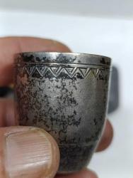 K105----BEŞ ADET TEPSİLİ GÜMÜŞ KAPLAMA SHOT BARDAĞI