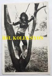 FERİ CANSEL'İN ORİJİNAL FOTOĞRAFI - 18 x 12 cm EBADINDA - FERİ CANSEL AĞAÇTA POZ VERİRKEN ÇEKİLMİŞ BİR KARE