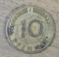 Almanya 10 Pfennig, 1949 Darphane işareti 