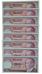 7.EMİSYON 100 LİRA ÇİL 8 ADET C HARFİ