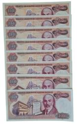 7.EMİSYON 100 LİRA ÇİL 8 ADET C HARFİ
