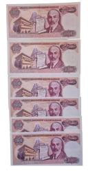 7.EMİSYON 100 LİRA HARF TAKIMI (ABCDEF) ÇİL