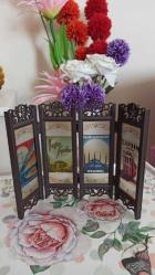 vintage istanbul desenli mini dekoratif paravan & 28 x 20 cm