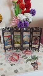 vintage istanbul desenli mini dekoratif paravan & 28 x 20 cm