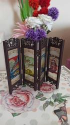 vintage istanbul desenli mini dekoratif paravan & 28 x 20 cm