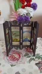 vintage istanbul desenli mini dekoratif paravan & 28 x 20 cm