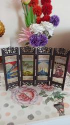 vintage istanbul desenli mini dekoratif paravan & 28 x 20 cm