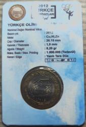1 Türk Lirası Türkçe Olimpiyatları 10.Yıl Özel Kapamalı Bimetal Hatıra parası