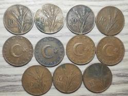 1963-1973 Tedavül 10 Kuruş Tam Set ççt-t