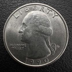 ABD ¼ Dolar , 1990 D Washington Amerika Çeyrek Dolar