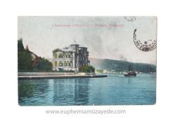 [KARTPOSTAL / ESKİ İSTANBUL] 1911 V. G. Caracache (Karakaş) Banco di Roma Canstatinople kaşeli L'Ambassade d'Angleterre a Therapia (Bosphore) Tarabya'da İngiliz Büyükelçiliği görselli kartpostal