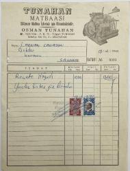 [MATBUÂT TARİHİ - ADAPAZARI] Tunahan Matbaası antetli  Doktor İ. Adnan Canatan adına düzenlenmiş 1980 tarihli reçete kağıdı faturası