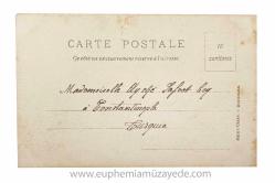 Türkiye'nin ilk kadın rektörü Ayşe Safvet (Saffet) Hanım adına, Constantinople (İstanbul) adresine gönderilmiş Fransızca mektuplu kartpostal