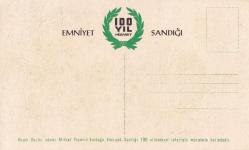 [KARTPOSTAL / PROPAGANDA] Mithat Paşa görselli Emniyet Sandığı 100. yıl kartı: Büyük devlet adamı Mithat Paşanın kurduğu Emniyet Sandığı 100 yıldan beri tefeciyle mücadele halindedir, sloganlı