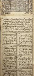 1864 baskısı 1280-1291 Hicrî yıllar için tertip edilmiş Osmanlıca taşbaskı rûznâme (162 x 12 cm) - Oniki hayvanlı Türk takvimine göre: Bu rûznâmede tahrîr olunan semt-i kıblenin kâidesi İslâmbol arzına musâvî olan yerlerde sahîh saatler ile bu cedvelde…