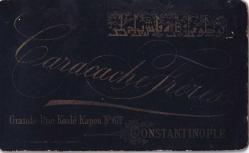 [CDV - KABİN FOTOĞRAF] Caracache Freres Fotoğrafhanesi - CONSTANTINOPLE Stüdyoda boydan hatıra pozu veren Osmanlı Beyefendi