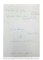 [FOTOĞRAF / TÜRK RESİM SANATI] Nermin Pura (1923-), Numan Pura (1907-1989) ve ressam Zeki Kıral (1927-): Prof. Kenan Özkan, Cemiyet başkanı ressam Zeki Kıral (1927-), ressam Cafer Bater, Emine Gürsoy [Naskali], Necla Hanım, Mübin Başar