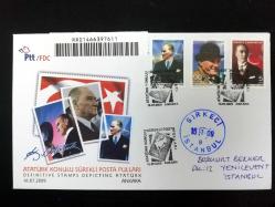 2009 Atatürk KOnulu Sürekli POsta Pulları FDC İLK GÜN ZARFI - taahhütlü postadan geçmiş 16.07.2009