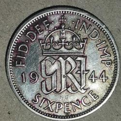 İNGİLTERE  1944  6  PENCE  GÜMÜŞ  2,83  GRAM