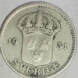 İSVEÇ  1931   25  ÖRE   GÜMÜŞ   2,42  GRAM