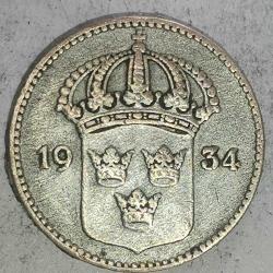 İSVEÇ  1934  10  ÖRE   GÜMÜŞ   1,45  GRAM