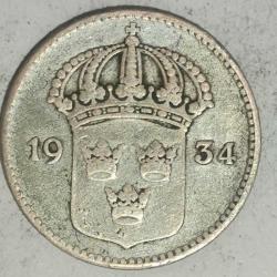 İSVEÇ  1934  10  ÖRE   GÜMÜŞ   1,45  GRAM