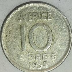 İSVEÇ 1958  10  ÖRE  GÜMÜŞ  1,44  GRAM