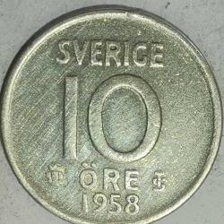 İSVEÇ 1958  10  ÖRE  GÜMÜŞ  1,44  GRAM