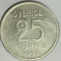 İSVEÇ 1953   25  ÖRE  GÜMÜŞ  1,44  GRAM