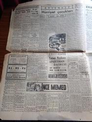 Cumhuriyet Gazetesi - 7 Şubat 1954 - İ'lerin üstüne nokta yazan Nadir Nadi Başmakale - Doğu Almanya'da Rusya'ya karşı yeni bir isyan - Petrol kanun tasarısı üzerinde tartışmalar - Celal bayar'a New York'ta Columbia üniversitesinde Fahri doktorluk ünvanı verilirken fotoğraf - Türk gökü manevrası yarın başlıyor - halka kilo ile kok kömürü de satılacak - Fuat köprülü'nün verdiği beyanat - İnce Mehmet yazan Yaşar Kemal Yazı Dizisi - Haydarpaşa buğday silosunun temeli atıldı - sanatkar Elif naci'nin Konferansı bu akşam radyodan nakledilecek - Hürriyet çocukları yazan Hasan Ali Yücel - Truman iktidarı tenkit ediyor - 3 boyutlu film fedailer Kalesi Atlas sinemasında - Galatasaray Vefa maçı - Eskişehir güreşçileri Dün 5 3 yenildiler - Deniz harp okulumuz yazan Haluk Yusuf Şehsuvaroğlu - Hamiyet Yüceses Suzan Güven Sabite Tur Gülerman Kamer Bedir Taksim kristal salonunda - Eflatun Bey ve Rakım Efendi yazan Ahmet Mithat Efendi yazı dizisi - mecidiyeköy yenikapı metrosu  3 senede inşa edilecek