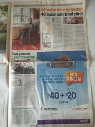 HÜRRİYET PAZAR GAZETESİ-14 Aralık 2014-Siyah kalem-emlak konut-aşırı yemenin beş şaşırtıcı nedeni-kırkından önce iyi beslen kırkından sonra bol yürü-ayla Günerhan-Unıq İstanbul-Turkmall-Zeryaköy’de doğayla iç içe bir yaşam-sosyal alanlar-köyde çocuk olman-köyde hayat-sayfa sayısı dört