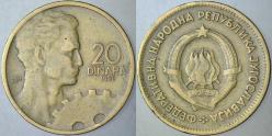 Efemera - YUGOSLAVYA 20 DİNAR 1955. İŞÇİ VE ÇARK TEMALI. TİTO DÖNEMİ. - kitantik - kitaLog