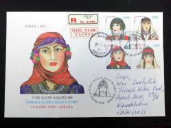 1999 Türk Kadın Başlıkları FDC İLK GÜN ZARFI - taahhütlü postadan geçmiş