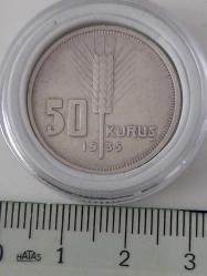 1935 YILI ORİJİNAL GÜMÜŞ 50 ELLİ KURUŞ RR1VV2R ÇOK NADİR