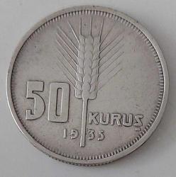 1935 YILI ORİJİNAL GÜMÜŞ 50 ELLİ KURUŞ RR1VV2R ÇOK NADİR