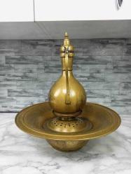 Antika Kalem İşçilikli Osmanlı Pirinç İbrik Abdestlik
